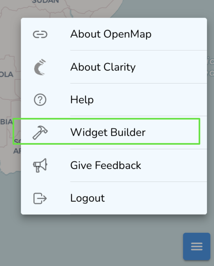 Opening the Widget Builder