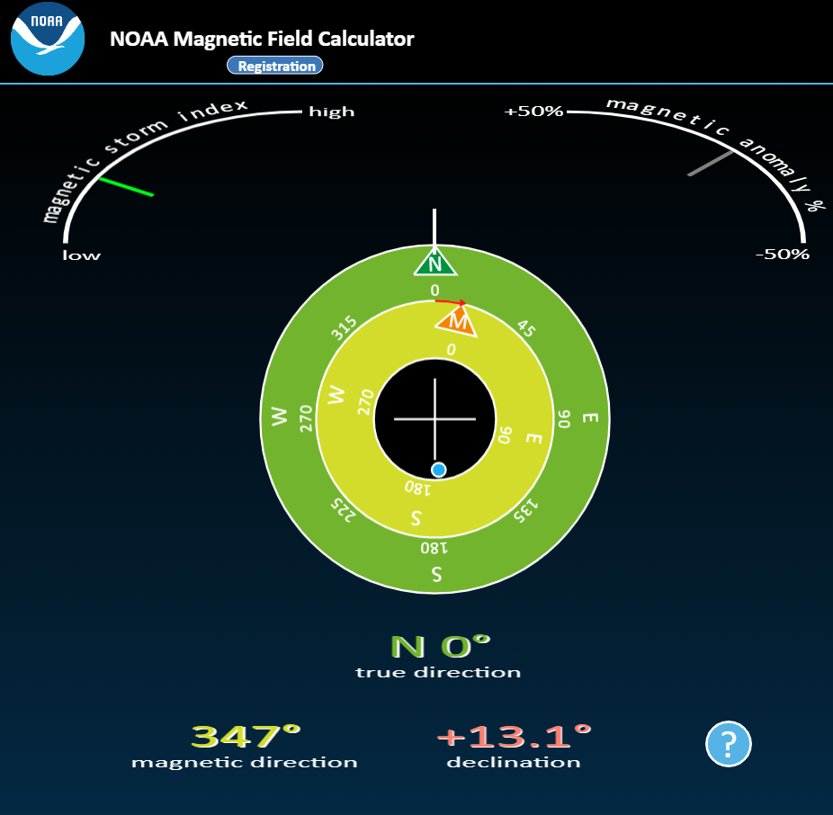 NOAA's Magnetic Field Calculator