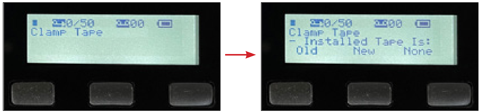 Module LCD: Clamp Tape / Installed Tape Is: Old New None