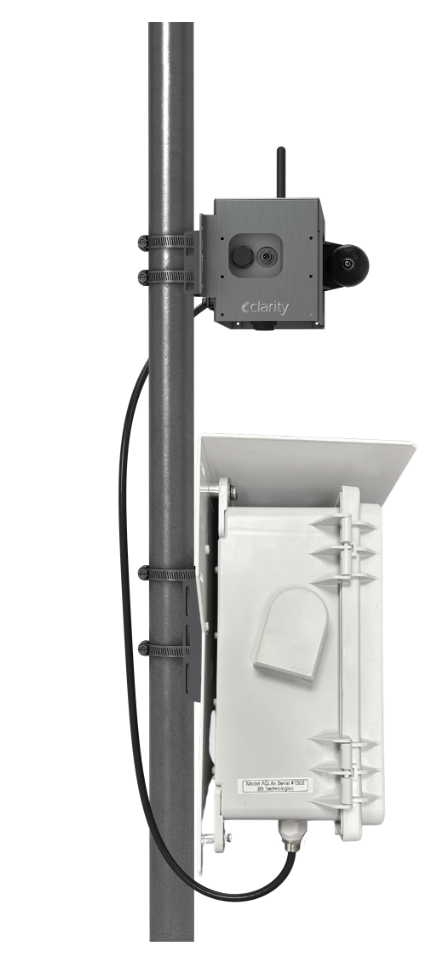 Deployed Node-S + Ozone Module on a pole, side view