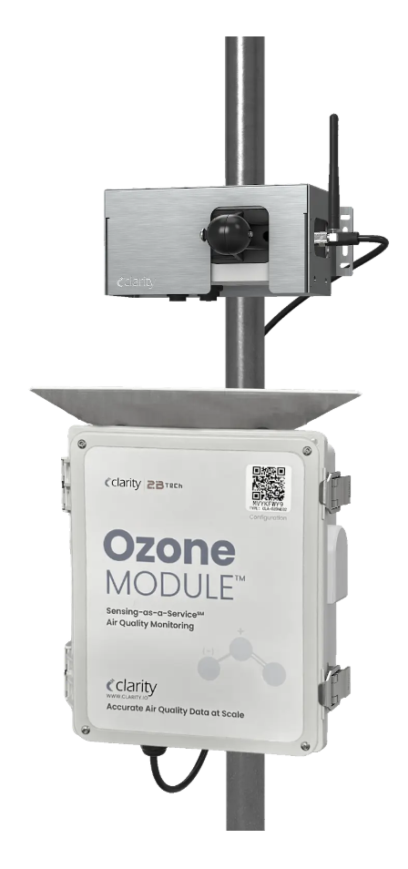 Deployed Node-S + Ozone Module on a pole, front view