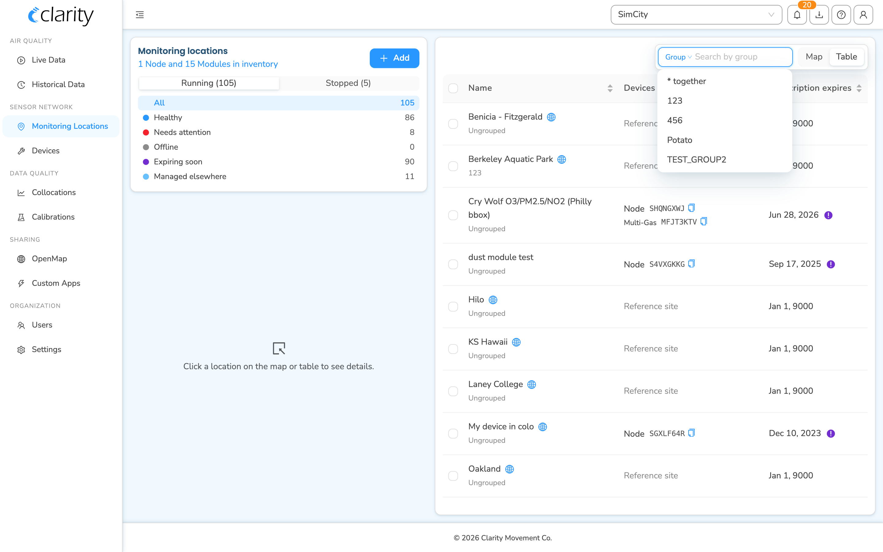 The search scoped to Group, showing the suggestion dropdown of existing groups